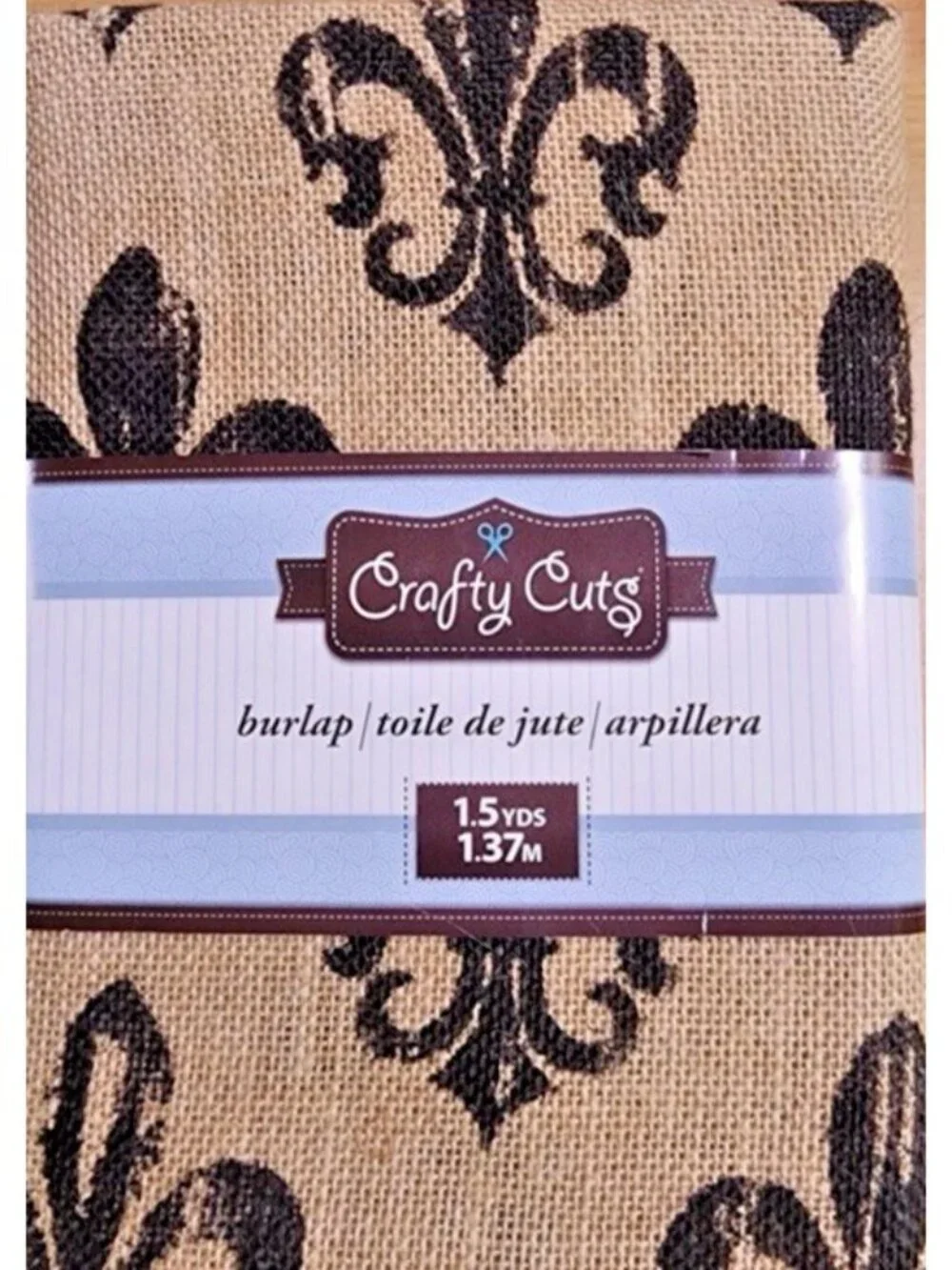 Crafty Cuts Burlap/Toile de Jute/Arpillera Fleur-De-Lis 100% Jute 1.5YDS NWT